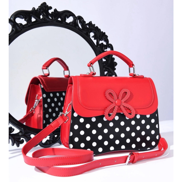Unique vintage Handbags - Unique Vintage Red & Black Polka Dot Handbag’s